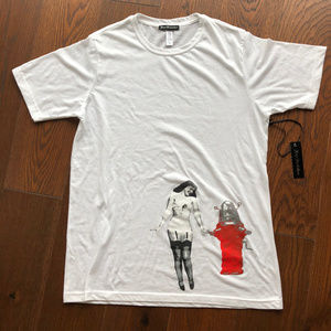 Mens White T Shirt by Faye Bentahar Size M nwt